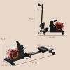 Foldable Rower Machine, Water Rowing Machine with Wheels, LCD Monitor and Tablet Holder for Cardio Training, Red - Red