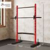 Squat Rack with Pull Up Bar and Barbell Bar Adjustable Bench Press Multi-Function Weight Lifting Half Rack, Red - Red