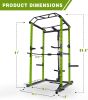 Green Multi-functional Power Cage, Home Adjustable Pullup Squat Rack 1000Lbs Capacity Comprehensive Fitness Barbell Rack Olympic Bar - Green