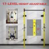 Folding Squat Rack with Pull Up Bar, Wall Mounted and Adjustable, 1000 Pounds Capacity Power Rack, Yellow - Yellow