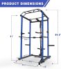 Blue Multi-functional Power Cage, Home Adjustable Pullup Squat Rack 1000Lbs Capacity Comprehensive Fitness Barbell Rack - Blue