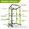Green Multi-functional Power Cage, Home Adjustable Pullup Squat Rack 1000Lbs Capacity Comprehensive Fitness Barbell Rack - Green