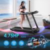 4.75HP Folding Treadmill with Preset Programs Touch Screen Control - Black