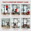 Smith Machine Power Rack with Pull Up Bar, Lat Pull Down System, Landmine, Squat Rack, Barbell Bar, for Home Gym - default