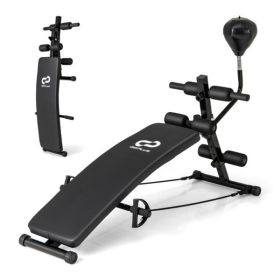 This sit up bench features 5 height adjustment levels,