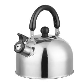 1Pc 2.1Quarts Stainless Steel Whistling Tea Kettle Stovetop Induction Gas Teapot With Insulated Handle Camping Kitchen Office (Color: silver)