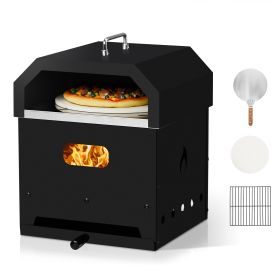 Black, Square Pizza Oven With Handle, Iron Charcoal Oven (Color: Black)