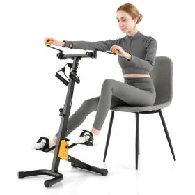 Foldable Exercise Bikes Pedal Exerciser for Seniors (color: Black & Yellow, Type: Pedal Exerciser)