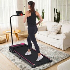 NEW Folding Walking Pad Under Desk Treadmill for Home Office -2.5HP Walking Treadmill With Incline 0.5-7.5MPH 300LBS Capacity Treadmill for Walki (color: Pink+Black, Material: Metal)
