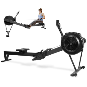 Only Supports Self Pickup-Professional Indoor Rowing Machine, Wind Resistance Rowing Machine With LCD Display, Adjustable Air Resistance, Comfort (Option: BLK)
